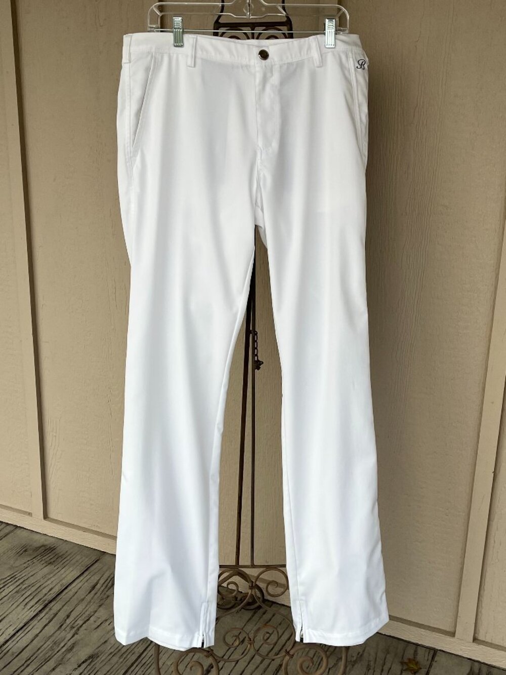 Bonobos Golf Pants White Performance Trousers Ankle Zip Lightweight 34x36 Tall